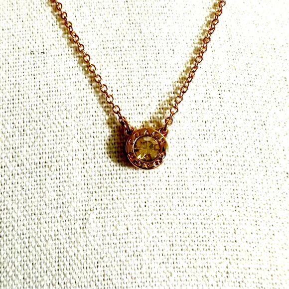 COACH Open Circle Round Stone Rose Gold Chain Necklace Designer Minimalist Retro - Picture 10 of 12